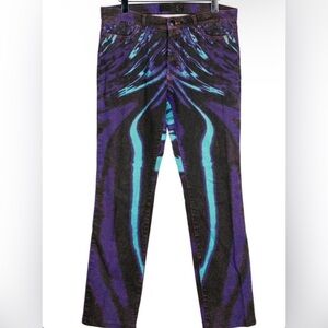 Just Cavalli Purple and Teal Patterned Women's Jeans